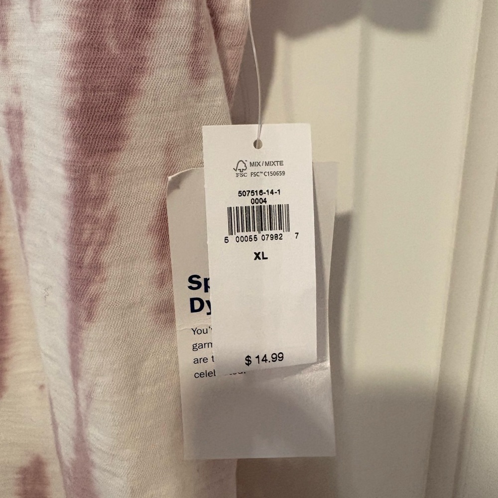 Old Navy Short Sleeve Tie-Dye Tee - Pink and White - Picture 3 of 3